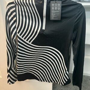 Blue and White Striped Women's Top